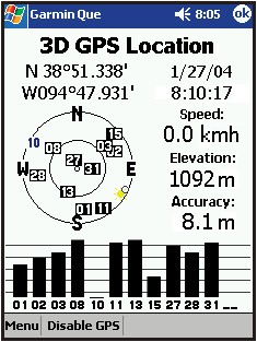 GARMIN Que satellites info