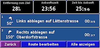 GARMIN StreetPilot 7500 Route Uebersicht