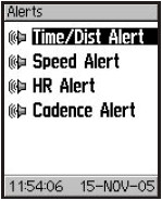 GARMIN Edge 305 alerts