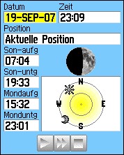 GARMIN eTrex Legend HCx sun/earth/moon constellation