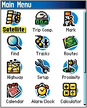 GARMIN eTrex Venture Cx main menu