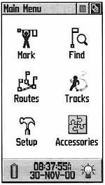 GARMIN eTrex Venture main menu