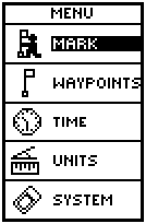 GARMIN Geko 101 main menu