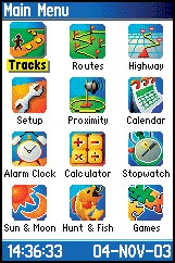 GARMIN GPSMAP76CS Main Menu