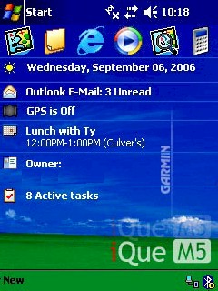 GARMIN iQue M5 main menu
