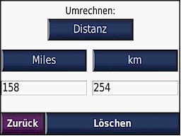 GARMIN Nuvi 200/250 Einheiten-Umrechner