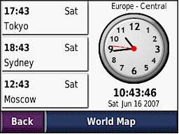 GARMIN Nuvi 200/250 world clock