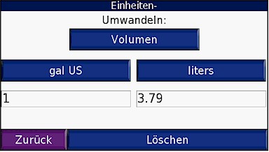 GARMIN Nuvi 660/670 Einheiten-Umrechner