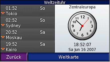 GARMIN Nuvi 660/670 Weltuhr