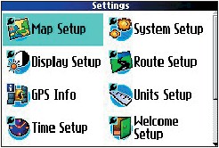 GARMIN Quest main menu
