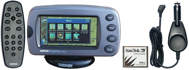 GARMIN StreetPilot 2610/2620 with infrared remote control, 256 MB CF memory card and power cord with loudspeaker