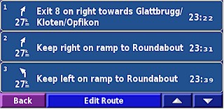 GARMIN StreetPilot 7500 route details