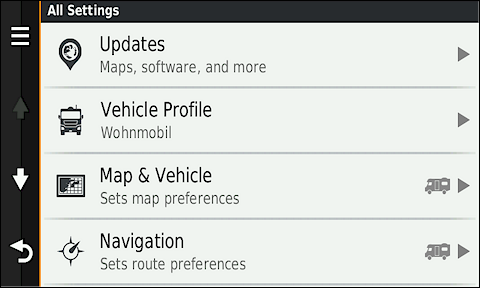 GARMIN Camper 660 - Settings (1 of 3)