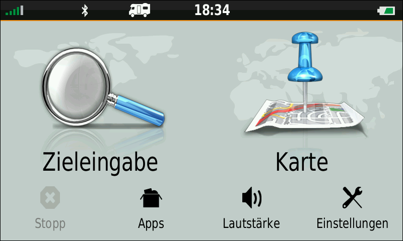 GARMIN Camper 660 - Hauptmenu