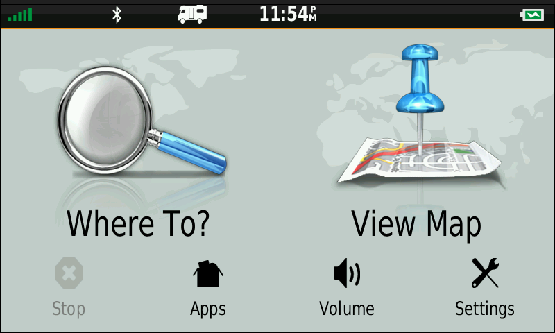 GARMIN Camper 660 - Main Menu