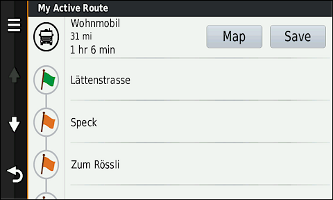 GARMIN Camper 660 - Active route