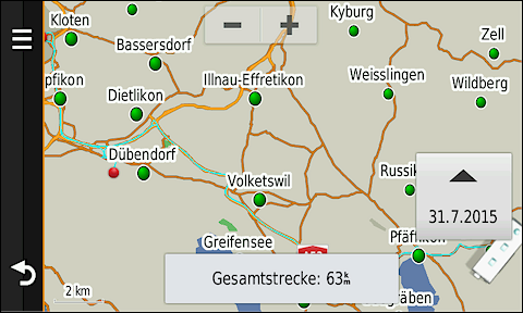 GARMIN Camper 660 - Zurueckgelegte Wegstrecke (Track)