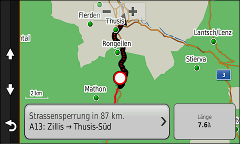 GARMIN Camper 660 - Verkehrsbehinderung auf Karte