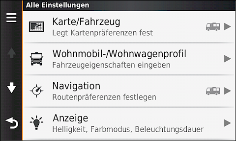 GARMIN Camper 760 - Einstellungen 1 von 3