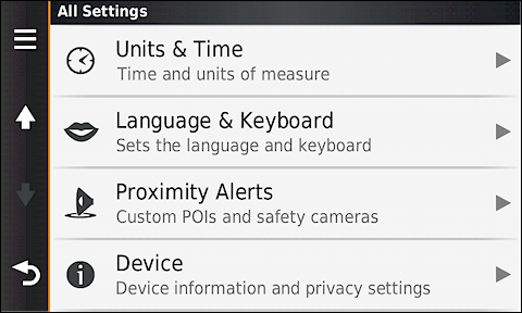 GARMIN Camper 760 - Settings 3 of 3