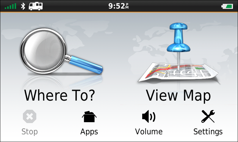 GARMIN Camper 760 - Main Menu