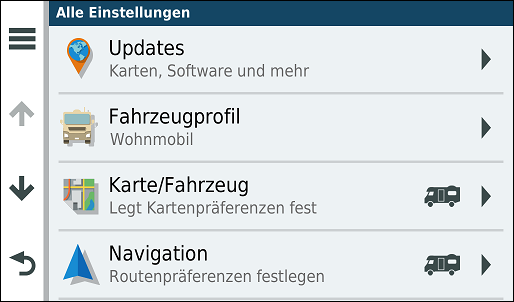 GARMIN Camper 780 - Einstellungen 1 von 3