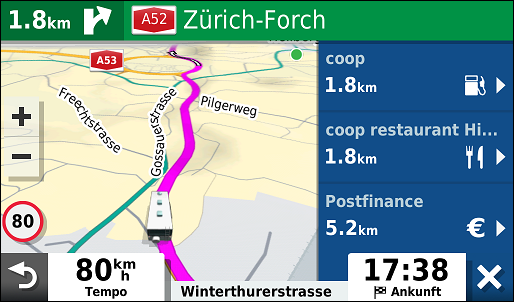 GARMIN Camper 780 - POIs entlang der Route