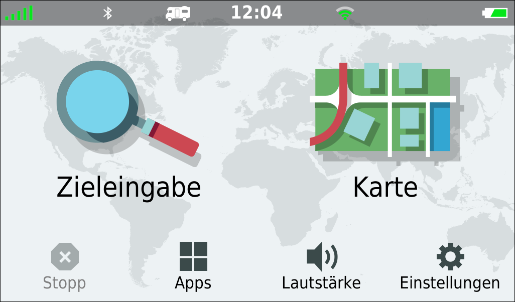GARMIN Camper 780 - Hauptmenu