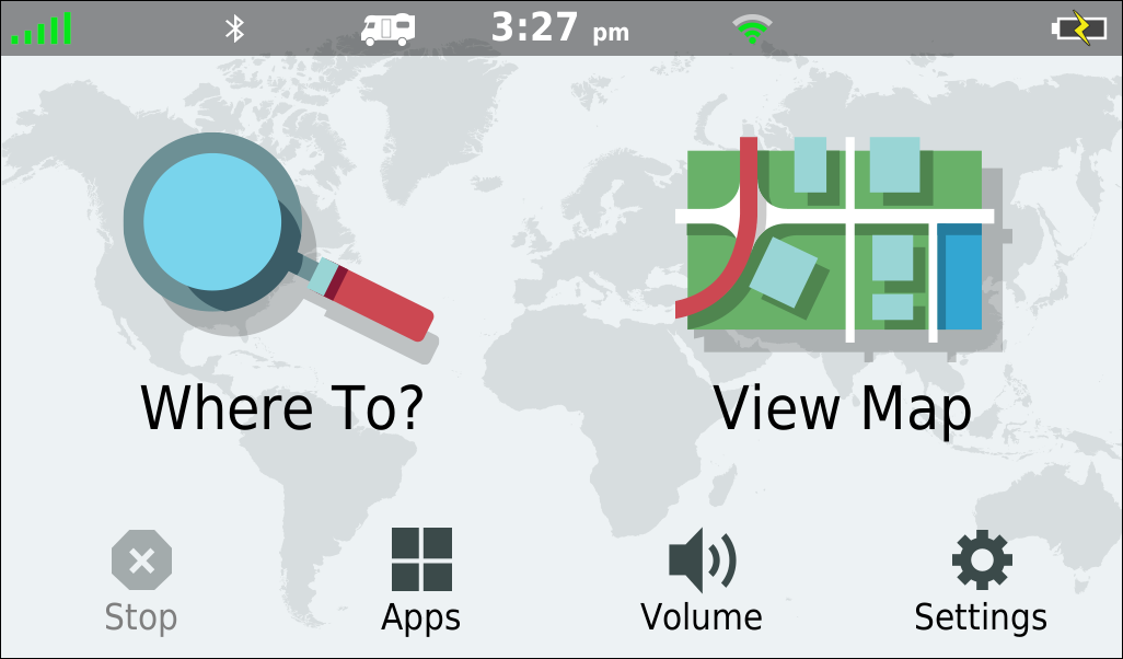 GARMIN Camper 780 - Main Menu