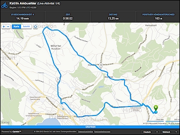 GARMIN Connect Mobile - Karte mit Live Aktivitaet