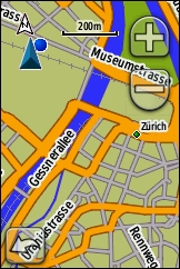 GARMIN Dakota 10 Kartenansicht City Navigator Europa, Beispiel Stadt Zuerich