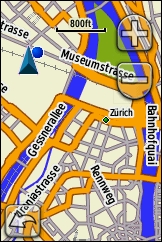 GARMIN Dakota 10 map view City Navigator Europe, example Zuerich City