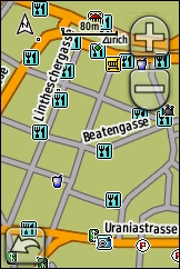 GARMIN Dakota 10 Kartenansicht City Navigator Europa, Beispiel Stadt Zuerich detailliert