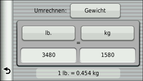 GARMIN Dezl 560 - Einheitenumrechner