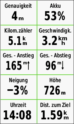 GARMIN Edge 1000 - Anzeige mit 10 Datenfelder