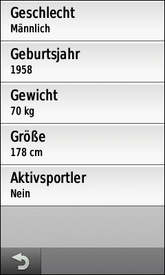 GARMIN Edge 1000 - Benutzer-Profil
