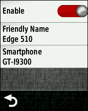 GARMIN Edge 510 Bluetooth Settings