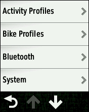 GARMIN Edge 510 Settings (1 of 2)
