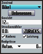 GARMIN Edge 605 bike profile