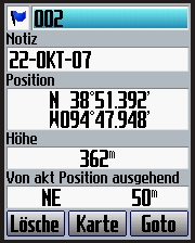 GARMIN Edge 705 waypoint
