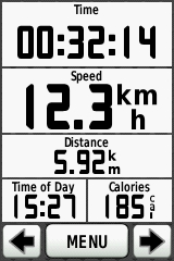 GARMIN Edge 800 Display with 5 data fields