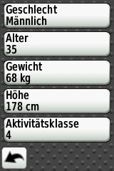 GARMIN Edge 800 Benutzer-Profil