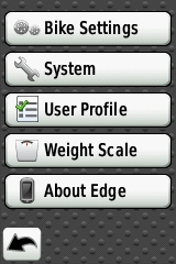 GARMIN Edge 800 Settings
