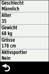 GARMIN Edge 810 Benutzer-Profil