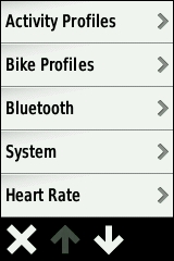 GARMIN Edge 810 Settings (1 of 2)