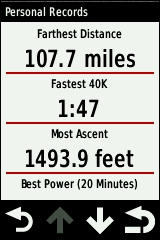 GARMIN Edge 810 Personal Records