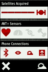 GARMIN Edge 810 Status sensors and connections