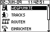 GARMIN Foretrex 301 Hauptmenu