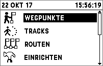 GARMIN Foretrex 601 Hauptmenu