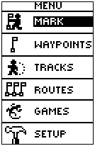 GARMIN Geko 201 main menu